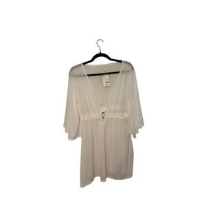 Tropical Escape Cover Up Women's Swim Beach Pool Resort White Large NWT